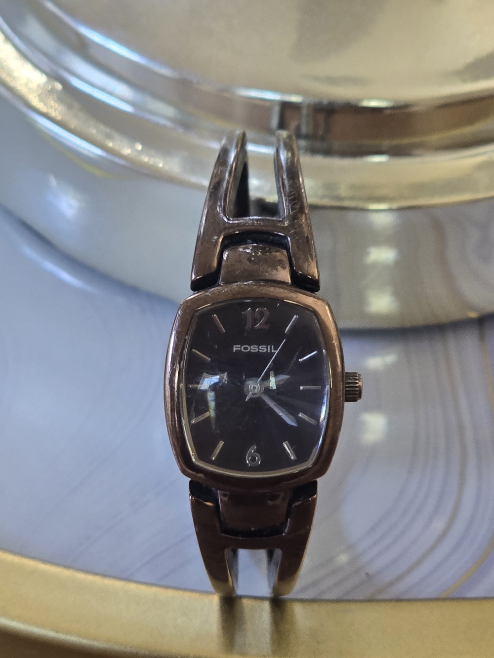 Fossil Men’s Bronze-Tone Bracelet Watch - Black Dial